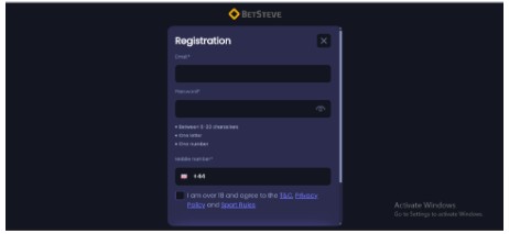 Betsteve Sportsbook Registration UK Step2