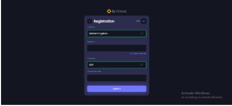 Betsteve Sportsbook Registration UK Step4