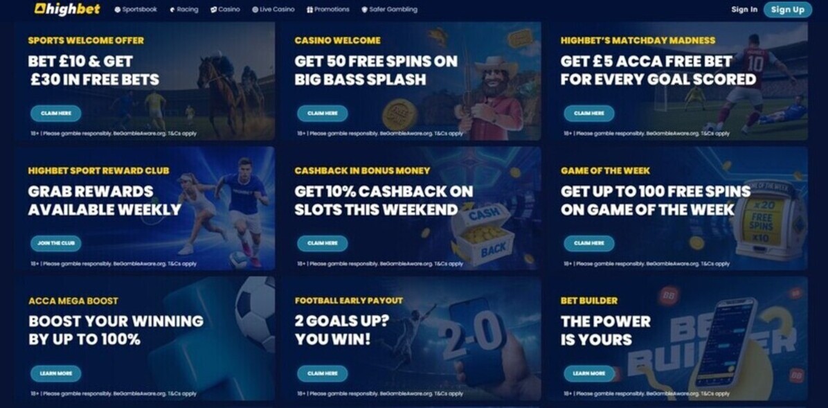 Highbet UK Sportsbook Promotions pc