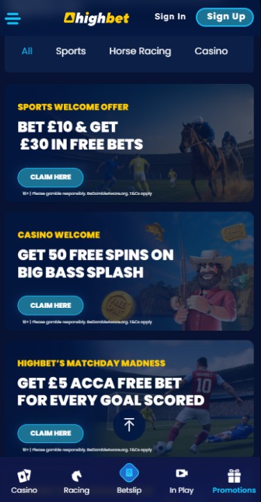Highbet UK Sportsbook Promotions