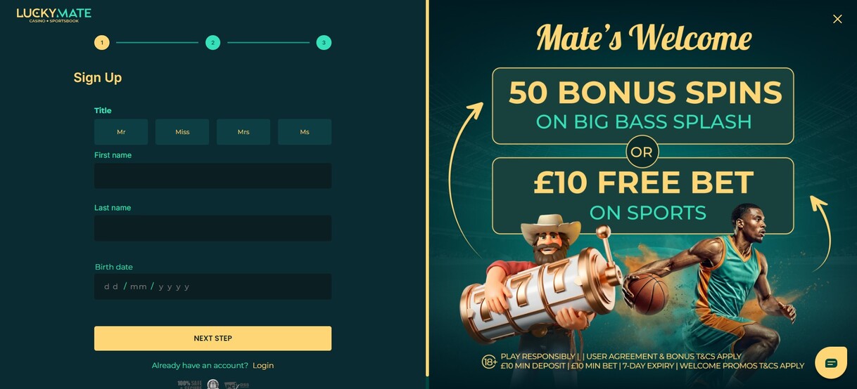 LuckyMate Sportsbook UK Registration pc