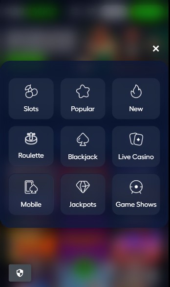 Playkasino Casino Menu UK