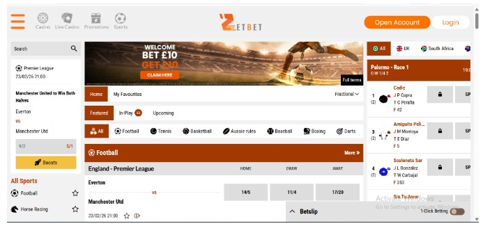 Zetbet Sportsbook UK Registration Step1