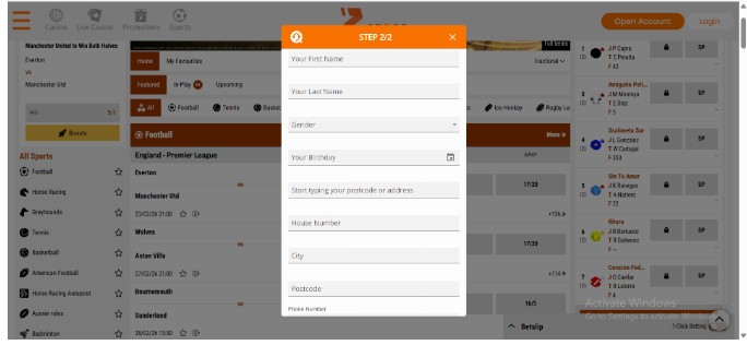 Zetbet Sportsbook UK Registration Step3
