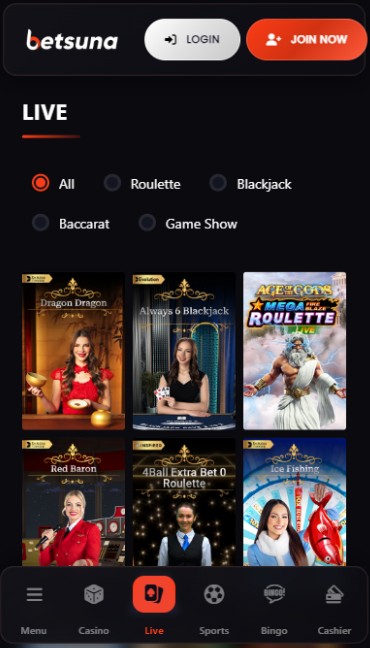 Betsuna UK Live Casino