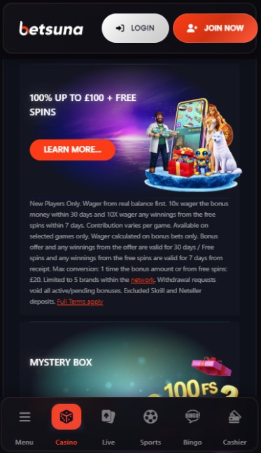 Betsuna UK Promotions Casino