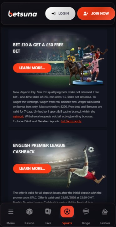Betsuna UK Promotions Sportsbook