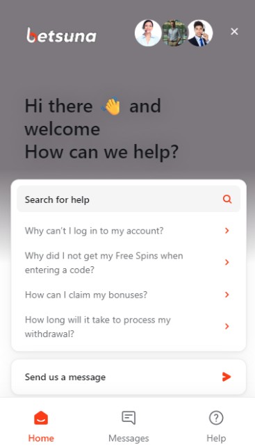 Betsuna UK Support Center mobile version