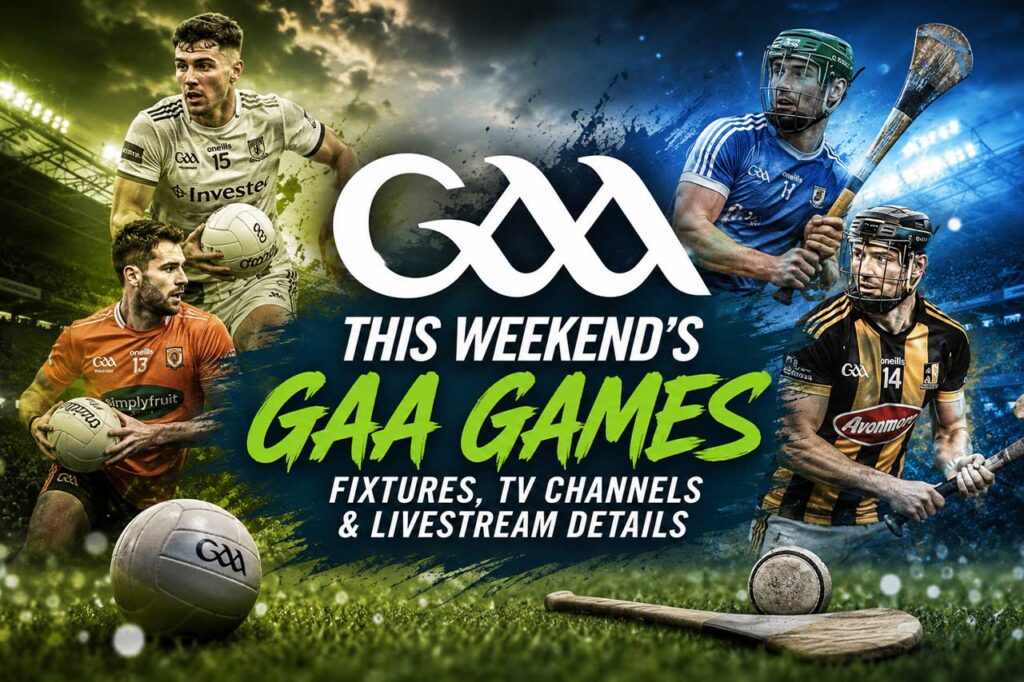 GAA games on TV this weekend promotional graphic
