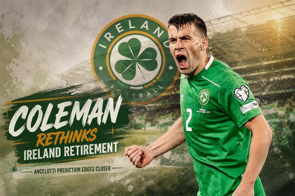 Seamus Coleman celebrating with Republic of Ireland