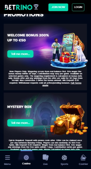 Betrino Casino UK Promotions