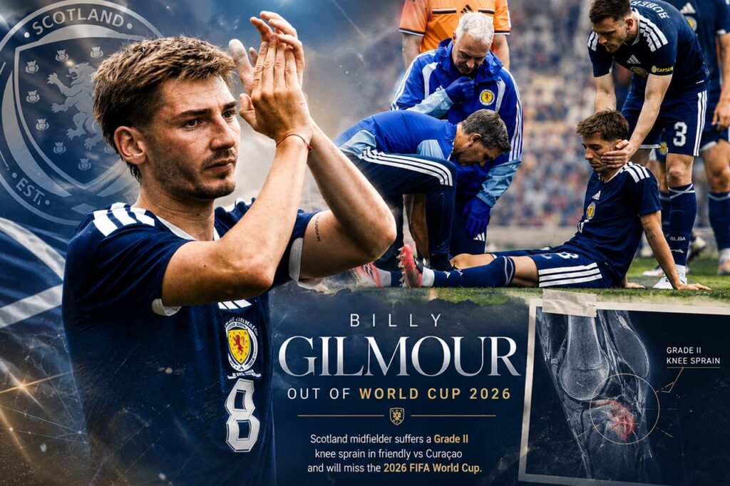 Billy Gilmour out of the World Cup after knee injury