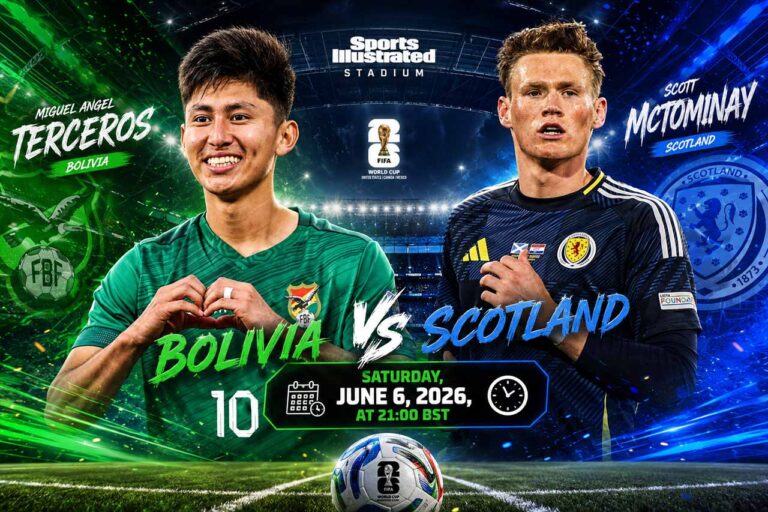 Bolivia and Scotland face off at Sports Illustrated Stadium in New Jersey ahead of the 2026 FIFA World Cup.