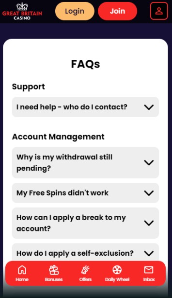 Great Britain Casino UK Customer Support