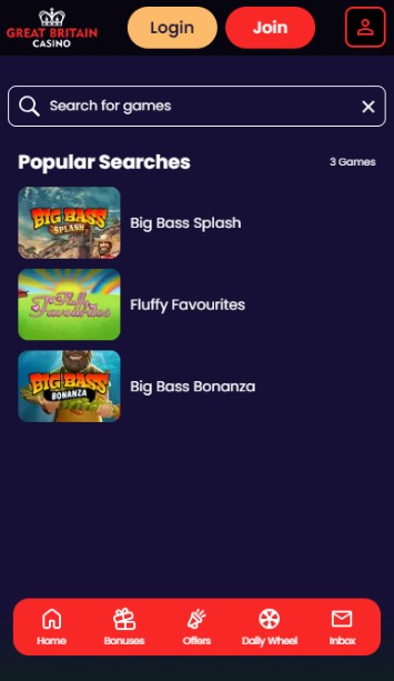 Great Britain Casino UK Search Games