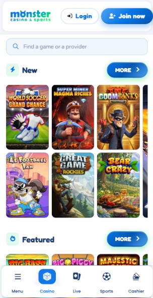 Monster Casino UK Homepage Casino