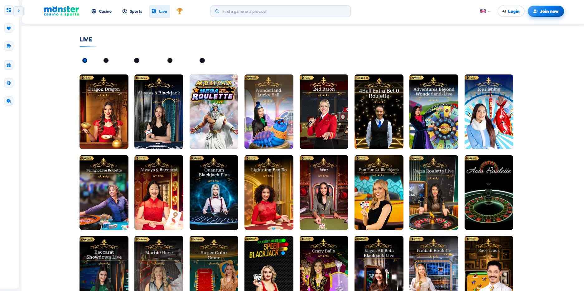 Monster Casino UK Live Casino pc