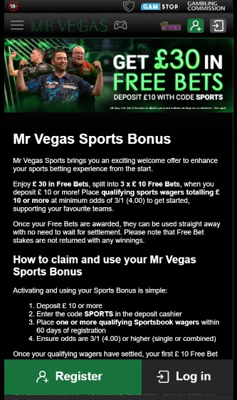 MrVegas Sports Promotions UK