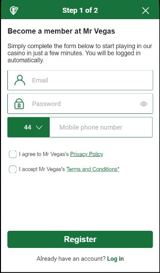 MrVegas Sports Registration UK