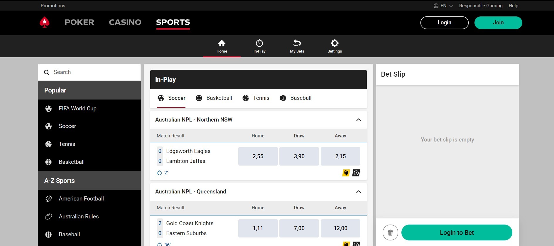Pokerstars Sports Homepage UK pc