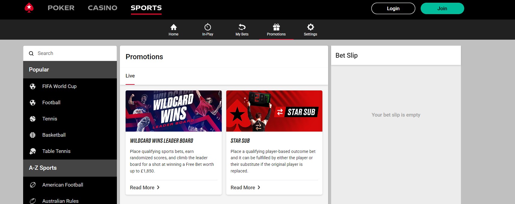 Pokerstars Sports Promotions UK