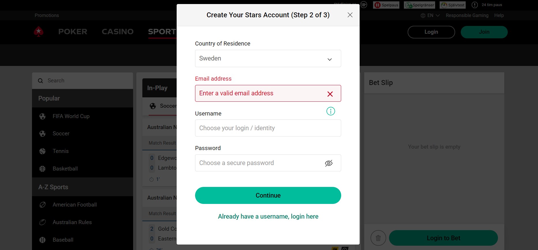 Pokerstars Sports Registration UK