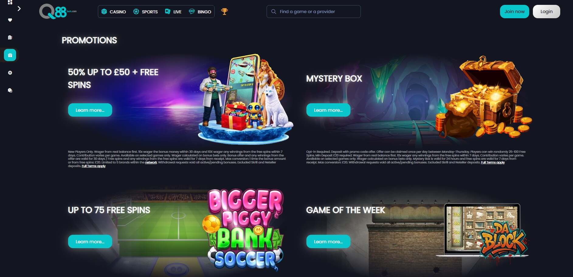 q88bets Casino Promotions pc