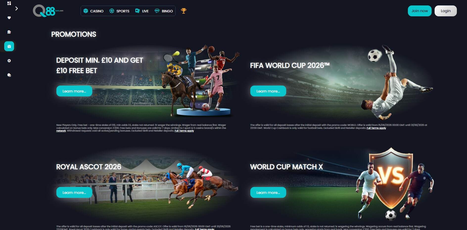 q88bets Sportsbook Promotions pc