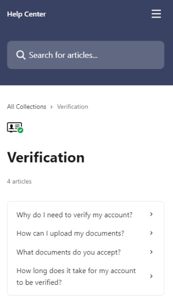 Verification Help Center Mogobet UK mobile version