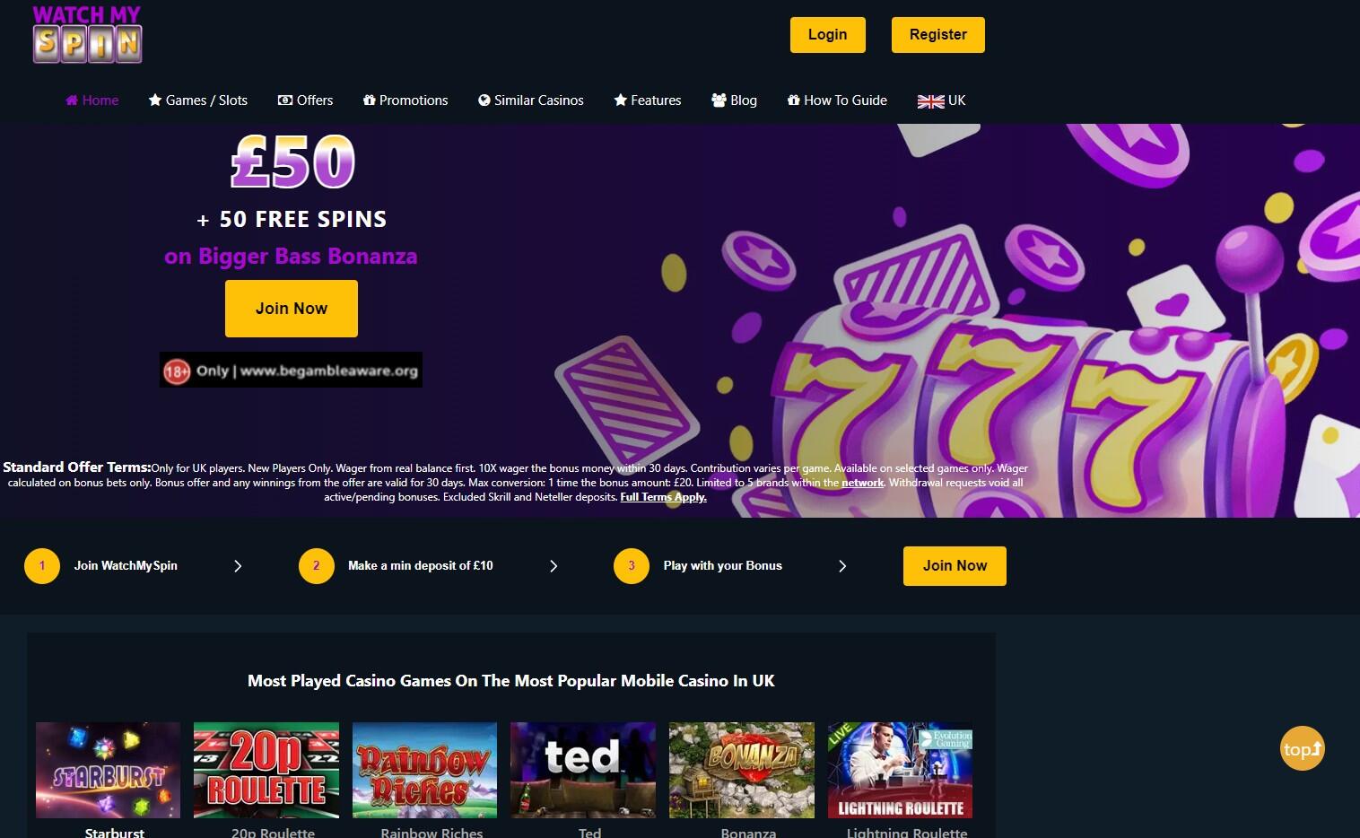 Watchmyspin Homepage Casino UK pc