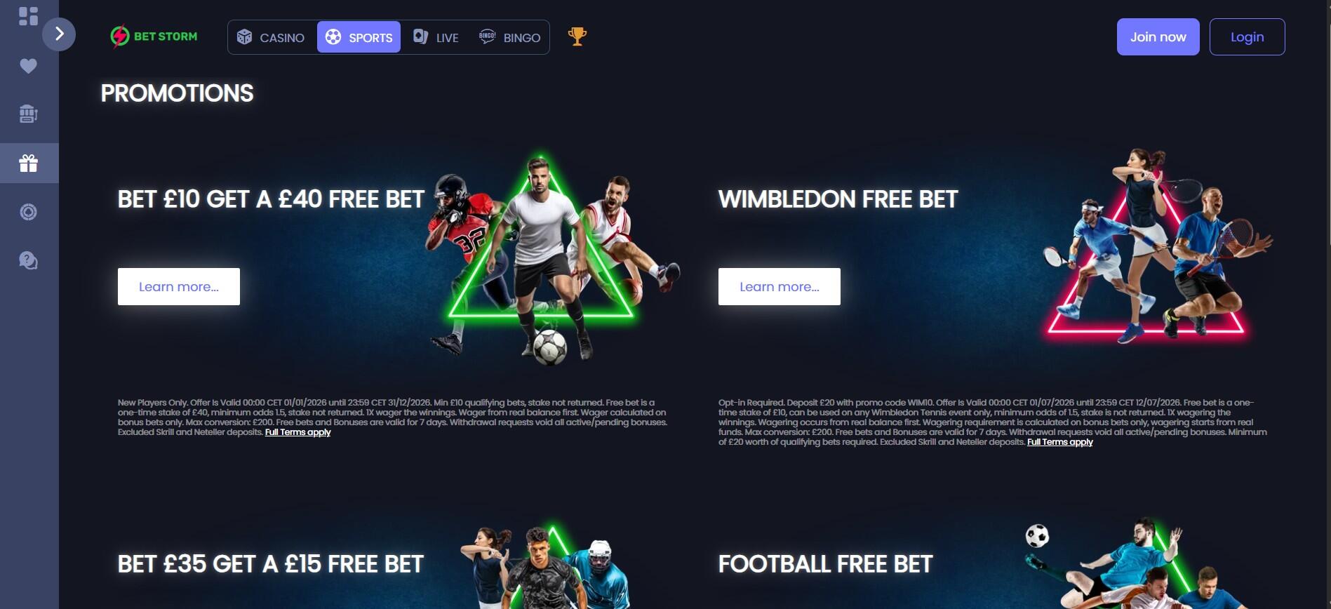 Betstorm Sports Promotions UK pc