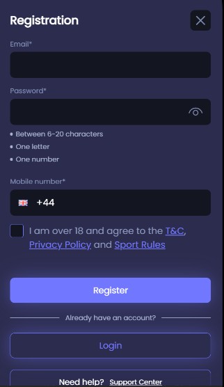 Betstorm Sports Registration UK mobile version