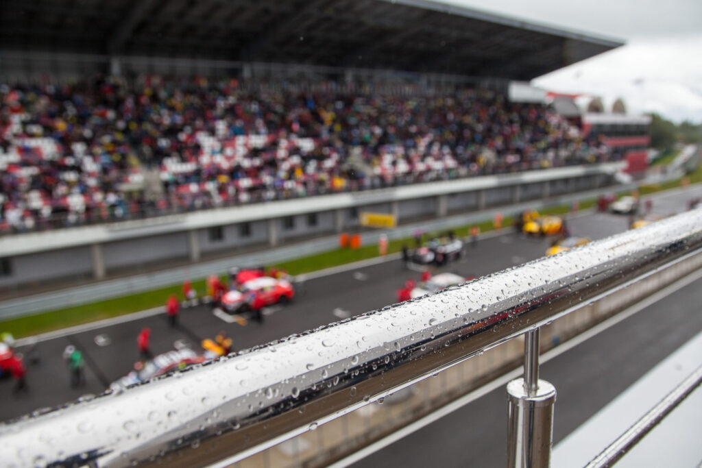 Racing cars on the starting grid at the Belgian GP in Spa