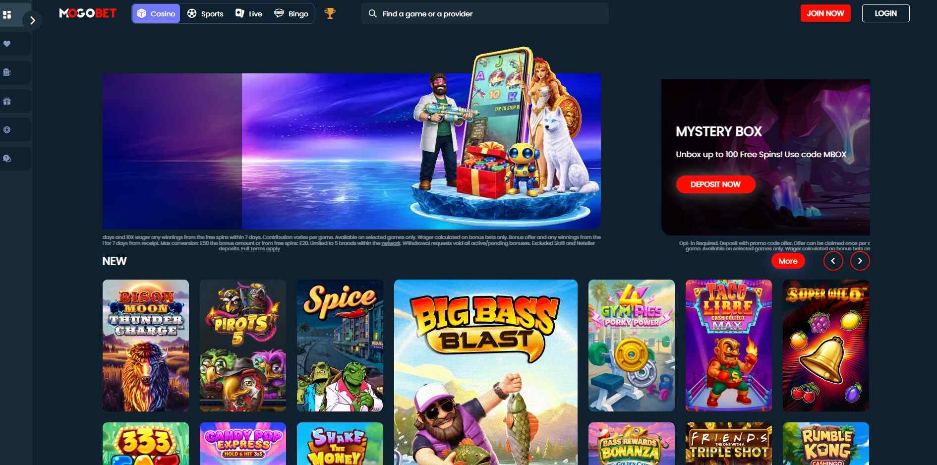 Mogobet Homepage UK Casino pc
