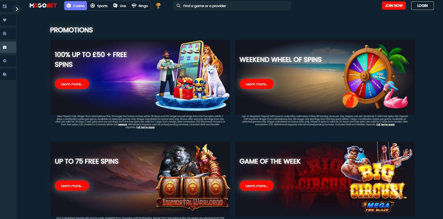 Mogobet Promotions UK Casino pc