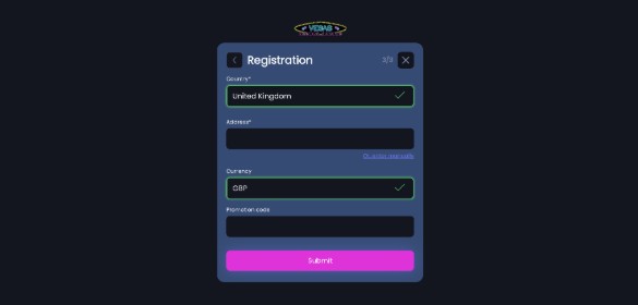 Step 4 Registration Vegas Mobile UK