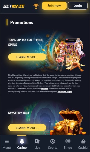 Betmaze Casino UK Promotions