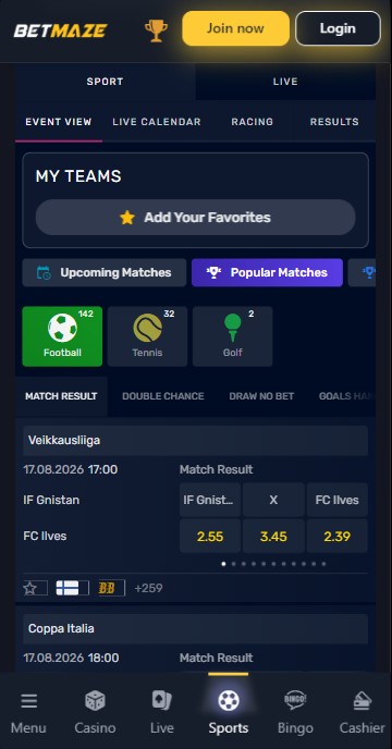Betmaze Sports Homepage UK