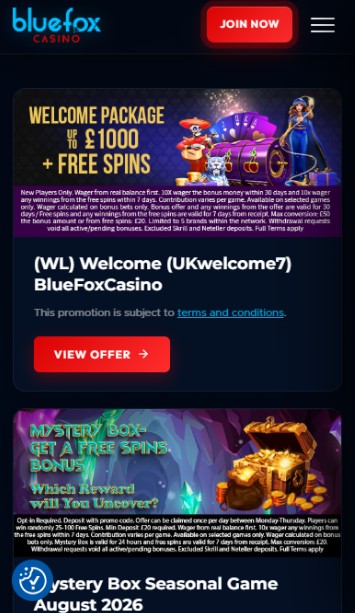 Bluefox UK Casino Promotions