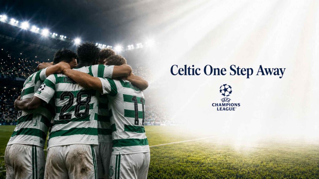 Celtic players celebrating together