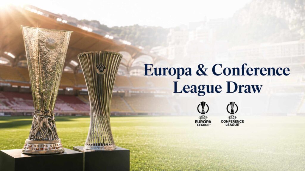 Europa League and Conference League trophies