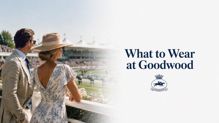 Stylish racegoers overlooking Goodwood Racecourse