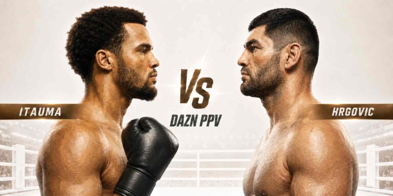 Portraits of Moses Itauma and Filip Hrgovic facing off