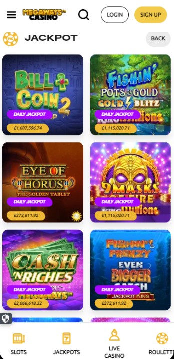 Megaways Casino UK Jackpots