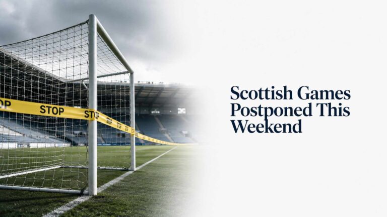 Football goal blocked with yellow STOP tape