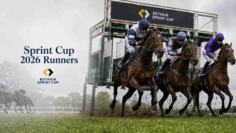 Three leading racehorses break from the Sprint Cup