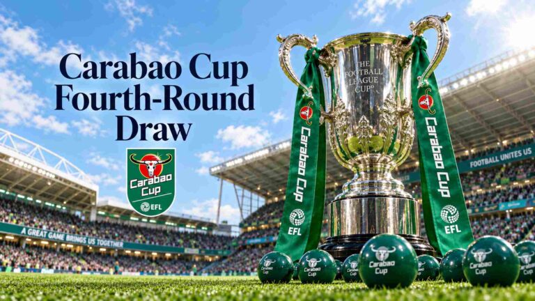 Carabao Cup trophy and draw balls