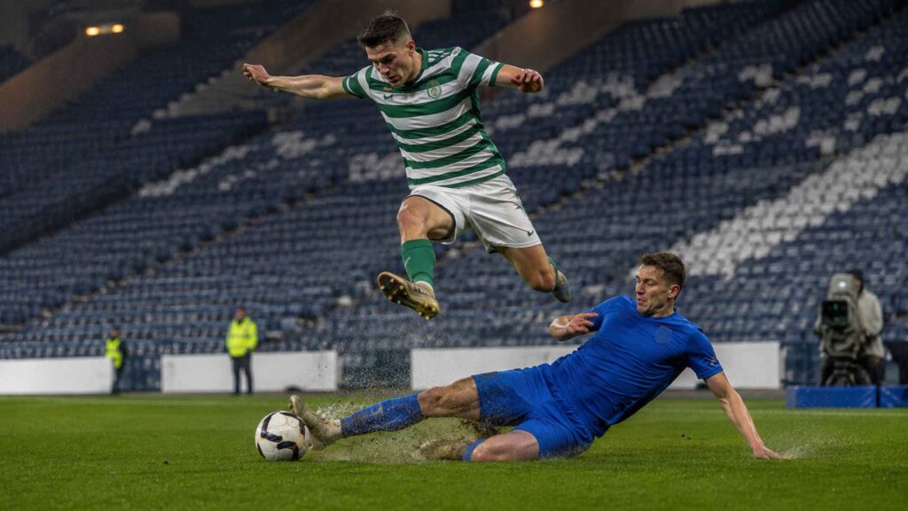 Celtic Rangers players during a Scottish Cup