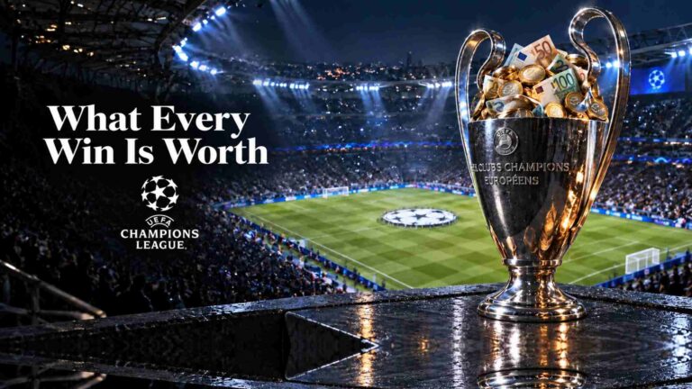 Champions League trophy filled with euro