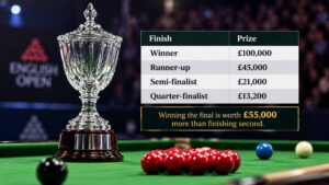 nooker trophy beside an English Open prize